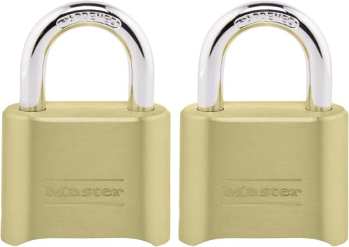 Image of Master Lock Brass Combination Lock,Gate-Lock for Outdoor Fence or Shed,Customizable Combination Padlock with 2-inch Wide Body and 1-inch Shackle,175EC2,(Pack of 20)