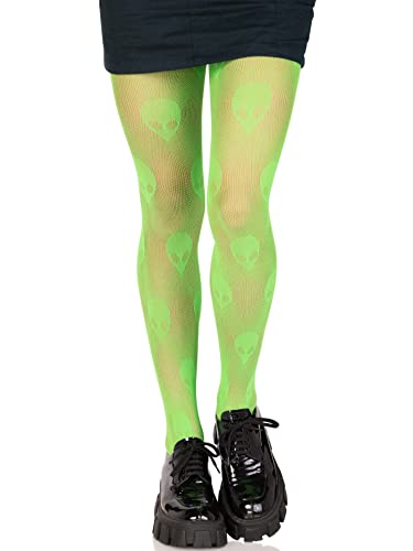 Leg Avenue Womens Dark Alternative Fishnet Tights, Green Alien