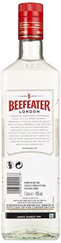 Beefeater London Dry Gin – Edler und hochwertiger Premium-Wacholderschnaps, nach London Dry Gin-Art hergestellt – 1 x 1 L – 40% Vol. – Bild 3