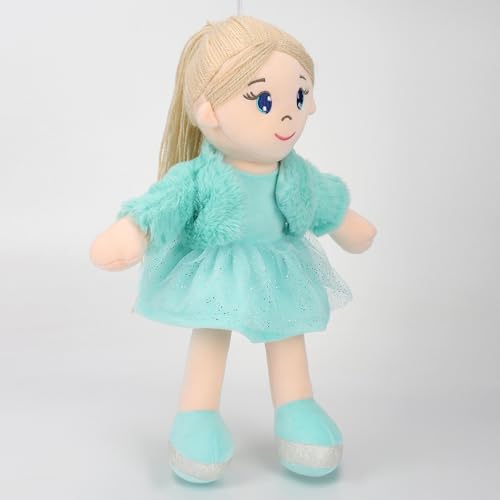 Image of Mirada Huggable Bella Gudiya /Doll Soft Toy for Girls /Kids -42 cm |Cute Cuddle Companion | Washable and Super Soft Fabric Body |Stuffed Plush | Ideal Gift for Rakhi /Raksha Bandhan- Green Jacket