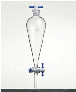 GOWE embudo, separatory, llave de teflón, Capacidad: 2000ml, articulaciones: 29/42, PTFE llave: 4 mm, tapón: PTFE