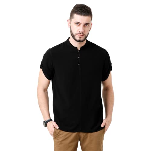 Image of Identiti Short Sleeves Solid Slim Fit 100% Viscose Casual Shirt /Kurta for Men
