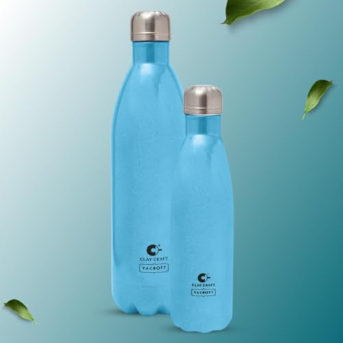 Image of Clay Craft Vacbott Fiesta Double Wall Combo Set of 2 (500ml, 1000ml)|18 Hours Hot and 24 Hours Cold Vacuum Insulated Flask Bottle|Steel Bottle|Travelling|BPA-Free|BIS Certified|1Year Limited Warranty