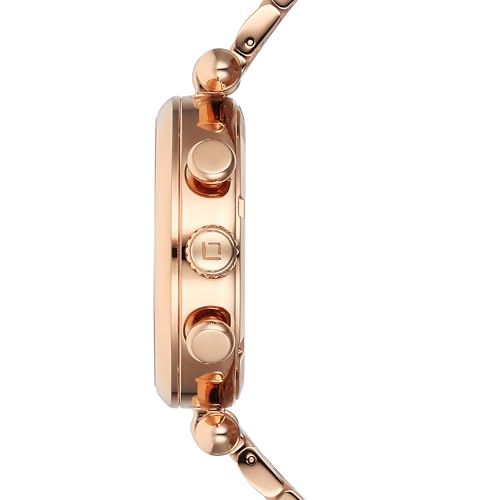 Image of Xylys Sparkle Swiss Chronograph Rose Gold Stainless Steel Strap Rose Gold Dial Watch for Women - 45025WM01E
