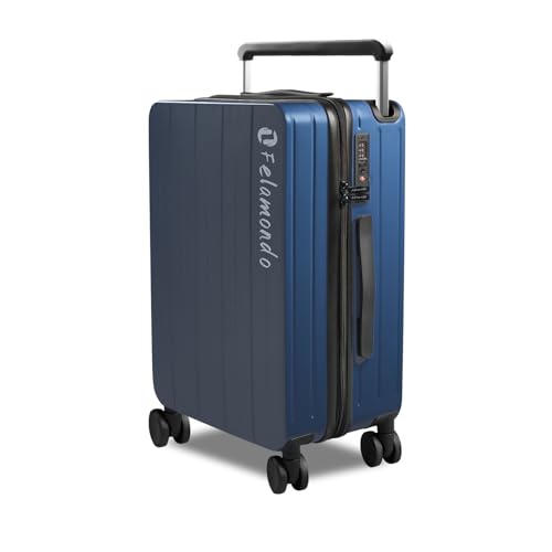 Carry On Luggage 22x14x9 Lightweight Airline-Approved with TSA Lock, 360° Silent Wheels, Wide Handle Business Travel Suitcase, Blue