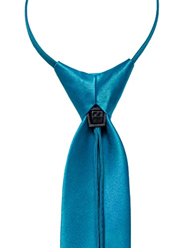 Image of YourTies Zipper Tie for Men Adjustable Pre-tied Satin Neckties and Pocket Square Set Solid Color Business Formal Wedding