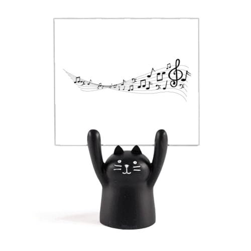 Porte-mémo chat noir Terweavg en résine avec 5 pinces pour bureau