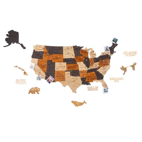 3D Wooden USA States Map Wall, Map Art Wall Decor, The Office Decor, Gifts for Him, Home Decor
