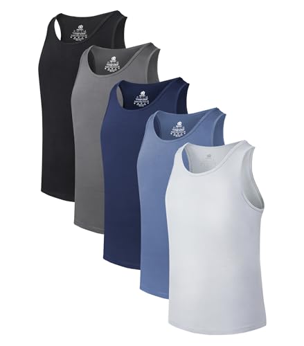 DAVID ARCHY Men's Tank Top Bamboo Rayon or Cotton Undershirts Tank Shirt Moisture-Wicking A-Shirt for Men, 3 or 5 Pack