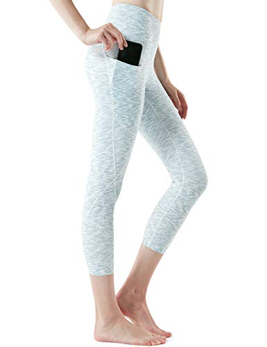 TSLA Women High Waist Yoga Pants with Pockets, Tummy Control Yoga Capris, 4