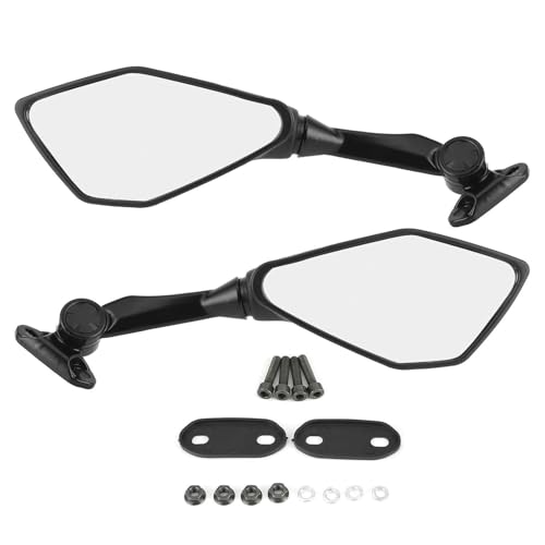 Motorrad Rückspiegel Paar mit Universal Montagezubehör Kompatibel mit Ersatz für CBR900 CBR919 CBR929 CBR (Schwarz)