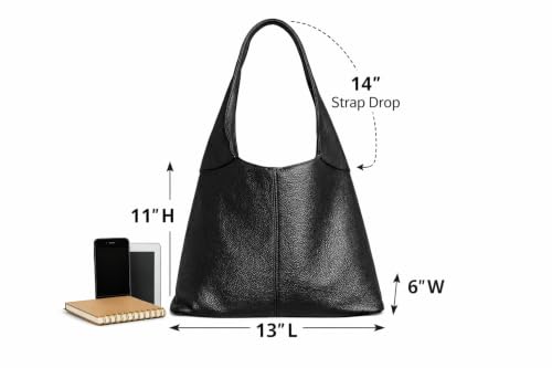 Bolso Hobo grande de cuero italiano para mujer miniatura 4