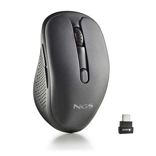 NGS | EVO Mix Ratón Láser Inalámbrico Recargable, Conexión Multimodo 2,4 GHz + Bluetooth 5.1, USB-C, Botones Silenciosos, dpi Ajustable, Sensor Láser de Alto Rendimiento, Ergonomía Diestros