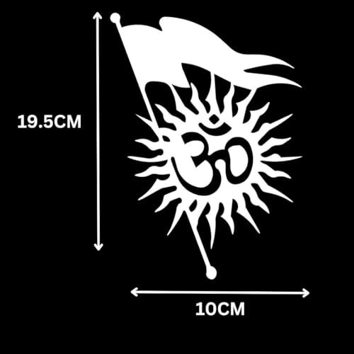 Image of KREEPO Pack of 2 Om & Flag Religious Self-Adhesive Vinyl Car Decal Sticker for Exterior Use| Dashboard| Windshield (White)
