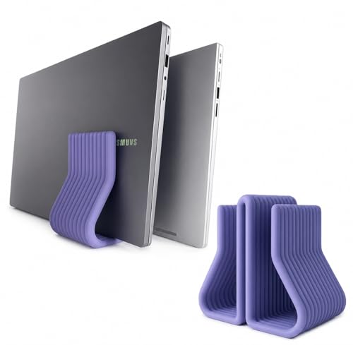 Image of Yellow Lab | Vertical Laptop Stand | Dual Slots | Compatible with All laptops | Space-Saving Design | Scratch-Resistant | Purple | (Soft Purple | Lavender | Lilac)