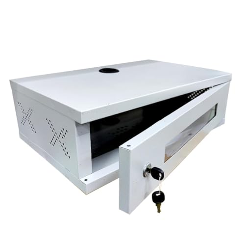 Image of Metal 2U Folding Rack Cabinet for CCTV, Lockable Enclosure with Ventilation, 500x300x145mm (2U)