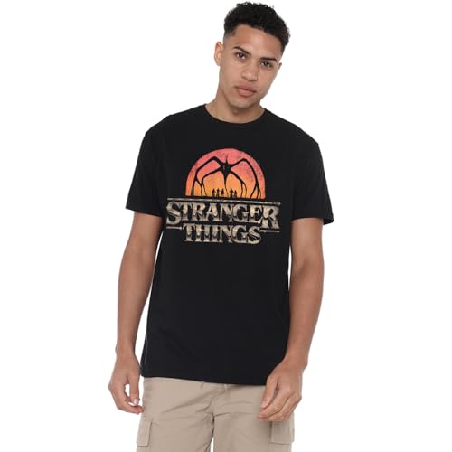 Stranger Things Sunset Logo Camiseta Unisex, Negro, XXL