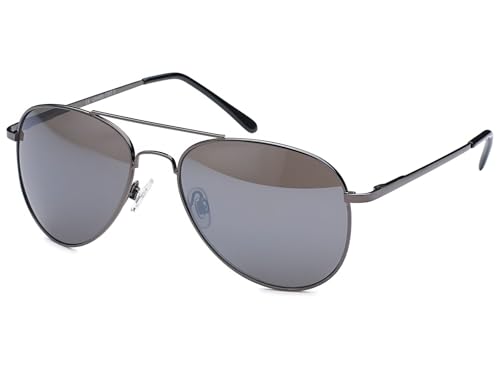 styleBREAKER Gafas de sol de aviador unisex Lentes de policarbonato, montura integral metálica con bisagra de muelle 09020037, color:Marco antracita/Cristal gris tintado