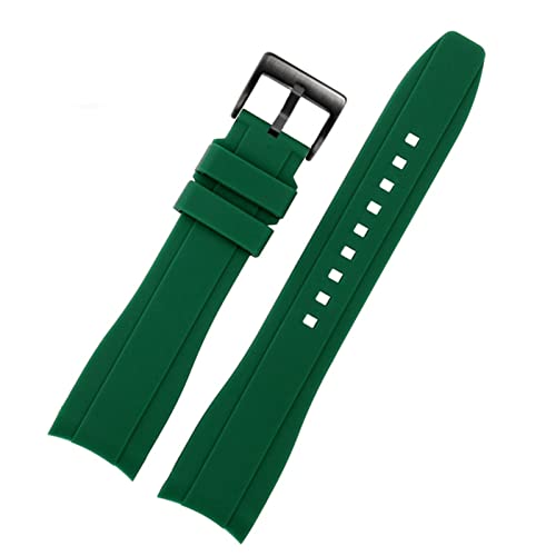 Bracelet montre 21mm silicone premium noir vert pour Rolex et Longines