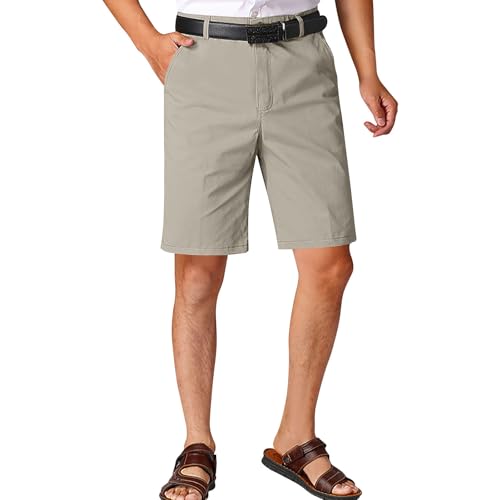 Xiaojmake Men's Golf Dress Shorts Comfy Cotton Twill Shorts Stretch Lightweight Flat Front Casual Work Shorts with Pockets