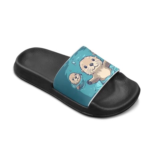 Cugasmaru Kids Shower Shoes Girls Otter Slide Sandal for Boys Swimming Pool Slides for Kids Size 11 Cartoon House Slippers for Sun Lightweight Thick Sole