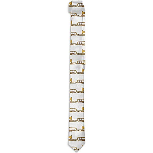 Accesorios de corbata de hombres de moda, instrumento de música trompeta de oro corbata blanca regalo