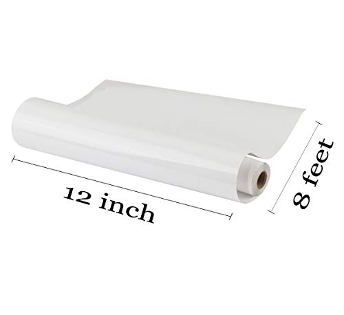 Guangyintong Heat Transfer Vinyl For T-Shirts 12" X 8Ft - White Htv Vinyl Roll Iron On-Easy To Cut &Weed, Glossy Surface (White K1) #TOP3