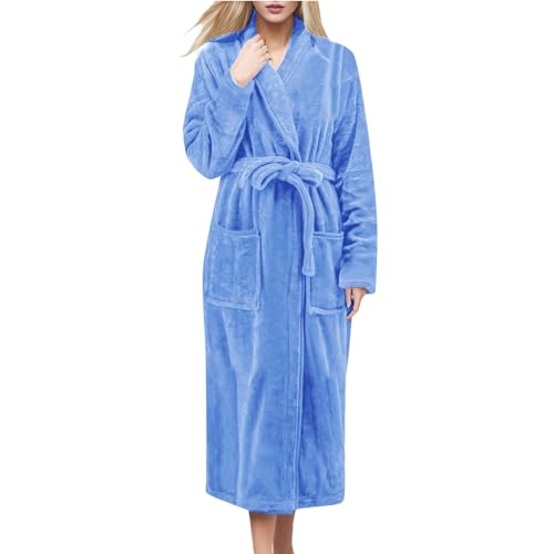 Albornoz para parejas mujeres: bata informal para bodas suave para bodas nupciales chaqueta de fiesta mujer con cinturón sexy bata ligera ligera hasta la rodilla albornoz para mujer bata, La26blue, L