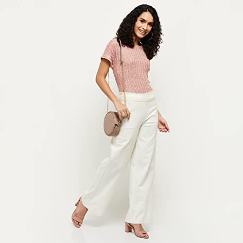 Image of Max Women's Cotton Regular Fit Textured Round Neck T-Shirt