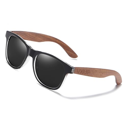 Wooden Sunglasses Polarized for Men Women UVA/UVB Protection Wooden Bamboo Frame Mirrored Sun Glasses