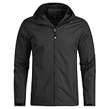 YOUTHUP Men's Jacket Outdoor Waterproof Jackets with Hood Lightweight Windproof Sports Jacket Hiking Rain Coat, Black-01, L