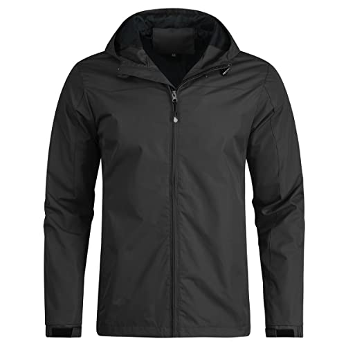 YOUTHUP Men's Jacket Outdoor Waterproof Jackets with Hood Lightweight Windproof Sports Jacket Hiking Rain Coat, Black-01, L
