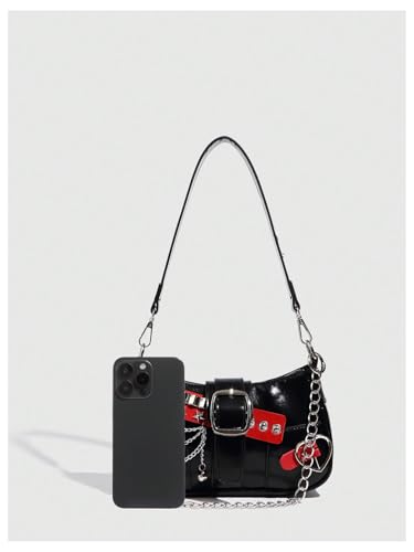 Verdusa Women's Y2k Star Embroidery Shoulder Bag Mini Chain Hobo Handbag Purses3