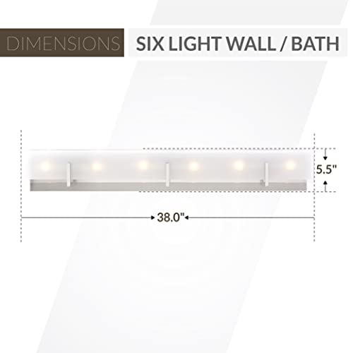 Image of Generation Lighting 6-Light Syll Bath Fixture Wall Lamp (Brushed Nickel) 4430806-962 | Bathroom Light Fixture for Home Decor | Vanity Light Fixture Uses Candelabra E12 Standard or LED Light Bulbs