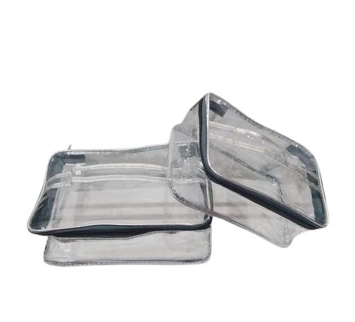 Multipurpose Transparent Travel Pouch Set Square Design Cosmetic Organizer Bag PVC 2 Pieces Transparent Free Size-image-36