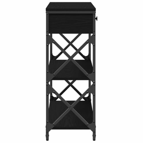 Punta de sofá estrecho y consola para pasillo de roble negro con cajón integrado 5