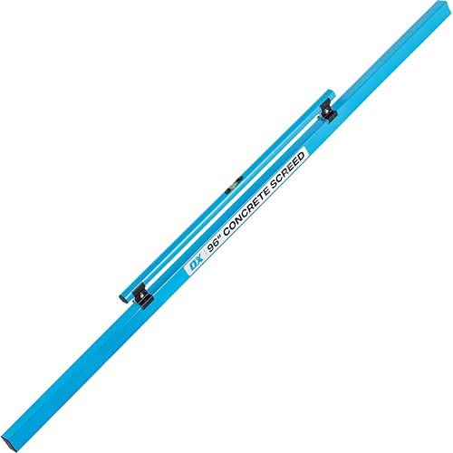 OX Tools Concrete Screed, Pro Series 96 Inch Screed with Level Vial, 8 Ft Concrete Darby, Aluminum...