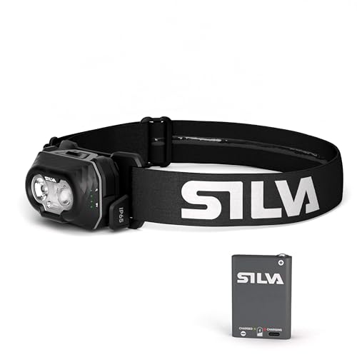 Silva Stirnlampe LED Wiederaufladbar USB C - Discover Hybrid - 500 Lumen Stirnlampe Rotlicht - 3 Helligkeitsstufen - Weiß, Orange & Rot LED Kopflampe...