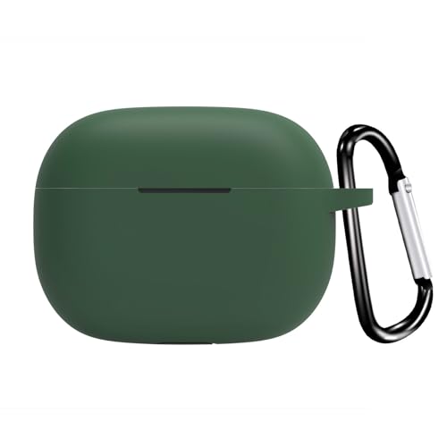 Image of New Silicone Case Compatible with Realme Buds T300 & Realme Buds N1, Soft Silicone 360 Full Protection Dust-Proof Shockproof Case Cover with Hook (Cover Only) (Green)