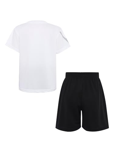 easyforever Boys 2-piece Sports Set Moisture-wicking Tracksuit Short Sleeve T-shirt And Shorts For Soccer Running White 6-7 Years4
