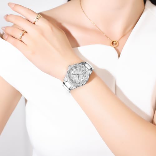 Image of NIBOSI Watch for Woman Analog Quartz Rose Gold Stainless Steel Band Luxury Ladies Watch Stylish Diamond Blue Dial Wrist Watches Waterproof