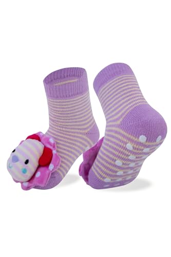 RATIVE Baby Rattle Socks with Grips – Soft Animal Toy Socks with Sound for Infants 6-12 Months, Unisex Design for Boys & Girls (6-12 Months, 1-pairs/RT4)