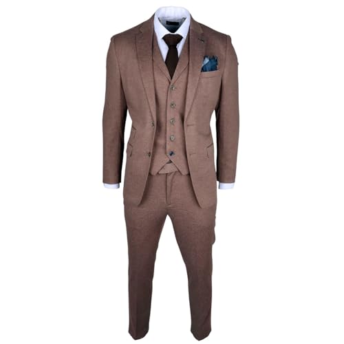 TruClothing Men's Suit 3 Piece Brown Wedding Formal Dress