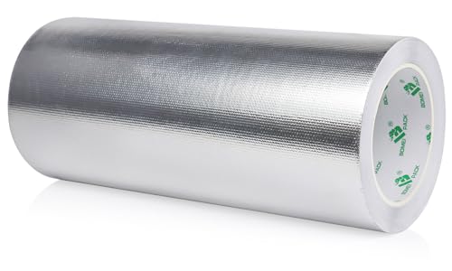 Image of BOMEI PACK Adhesive Aluminum Foil Heat Shield Tape 10inch x 66ft Barrier, Fiberglass Thermal Insulation Reflective Material High Temp Protectionn,1 Pack