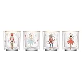 Lenox 898402 Nutcracker Ballet Double Old Fashioned Glasses, Set of 4, Christmas, Cocktail Glass, Holiday Whiskey