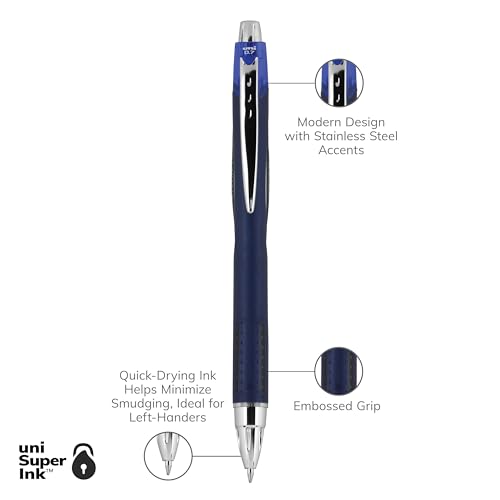 Image of Uni-Ball Jetstream RT Ballpoint Pen, Fine Point (0.7mm), Blue Ink, 6 Pens