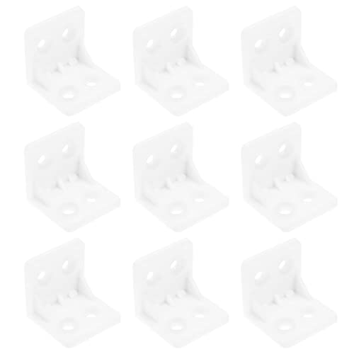 The Lord of the Tools 100PCS Furniture Corner Brace Plastic Angle Corner Bracket 4-Hole Right Angle Board Holder L Shape Corner Support for Table Box Cabinet White
