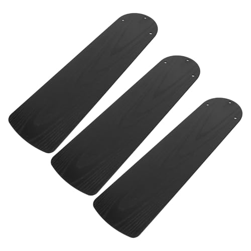 Ipetboom Aspas de Ventilador de Techo 52 Pulgadas Plástico Veta de Madera Negra, Repuesto 3 Piezas Resistentes Intemperie para Interiores y Exteriores, Recambio Compatible para