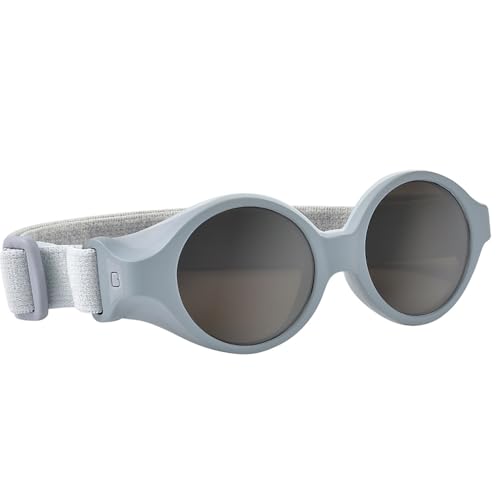 BÉABA, Lunettes de soleil pour bébé 0-9 mois, Protection 100% UV - CAT 4, Protection Latérale, Confort Optimal, Bandeau élastique ajustable, Collection Glee, Galet