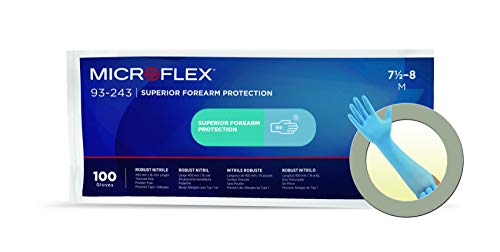Guantes de nitrilo azules Ansell Microflex 93-243 talla L con puño largo extendido 2